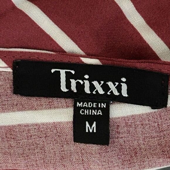 Trixxi Back‎ Cut Out Stripe Button Down Scoop Neck Cap Sleeve Maxi Dress M NWT - Picture 4 of 8